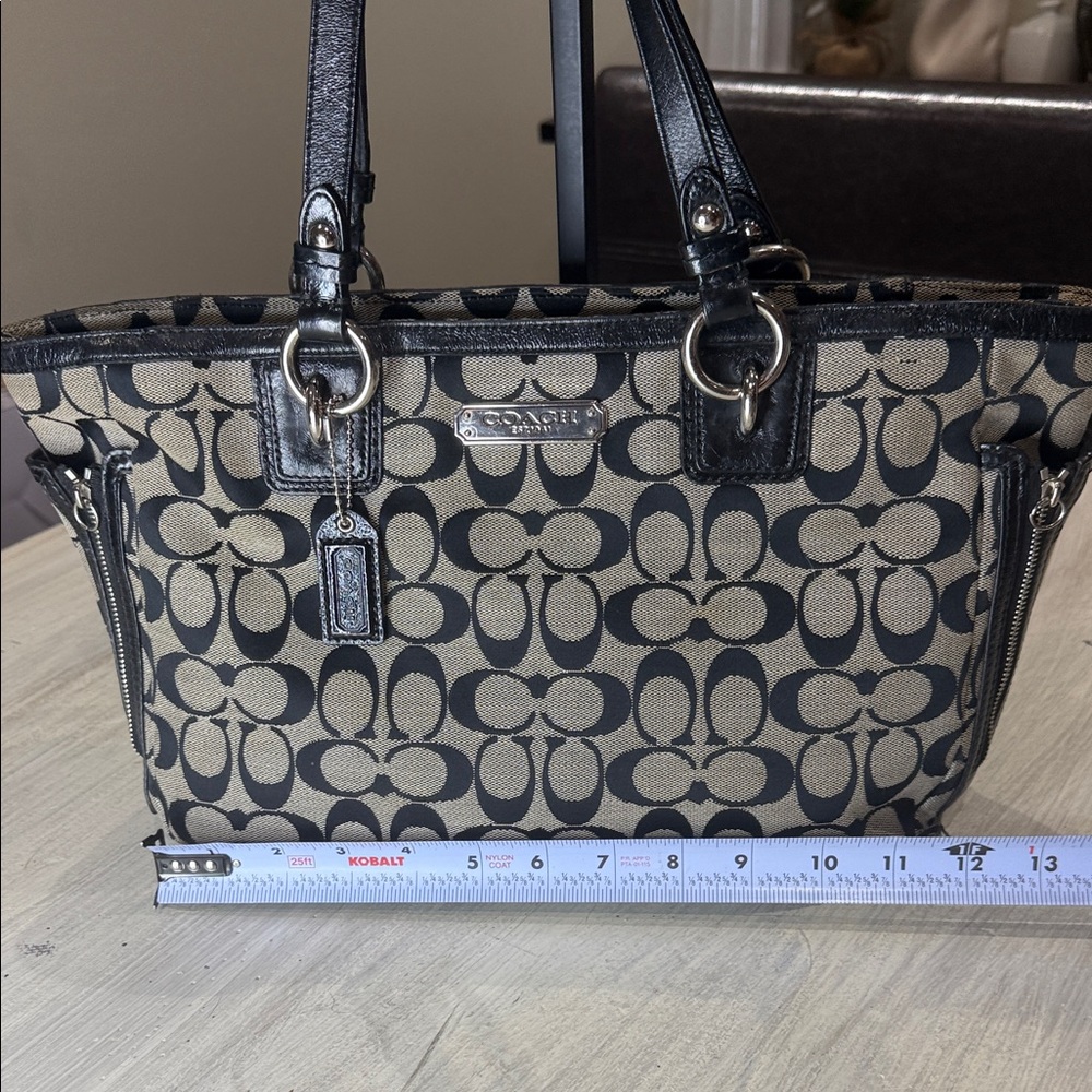Coach Black and Tan Signature Tote - Picture 10 of 13
